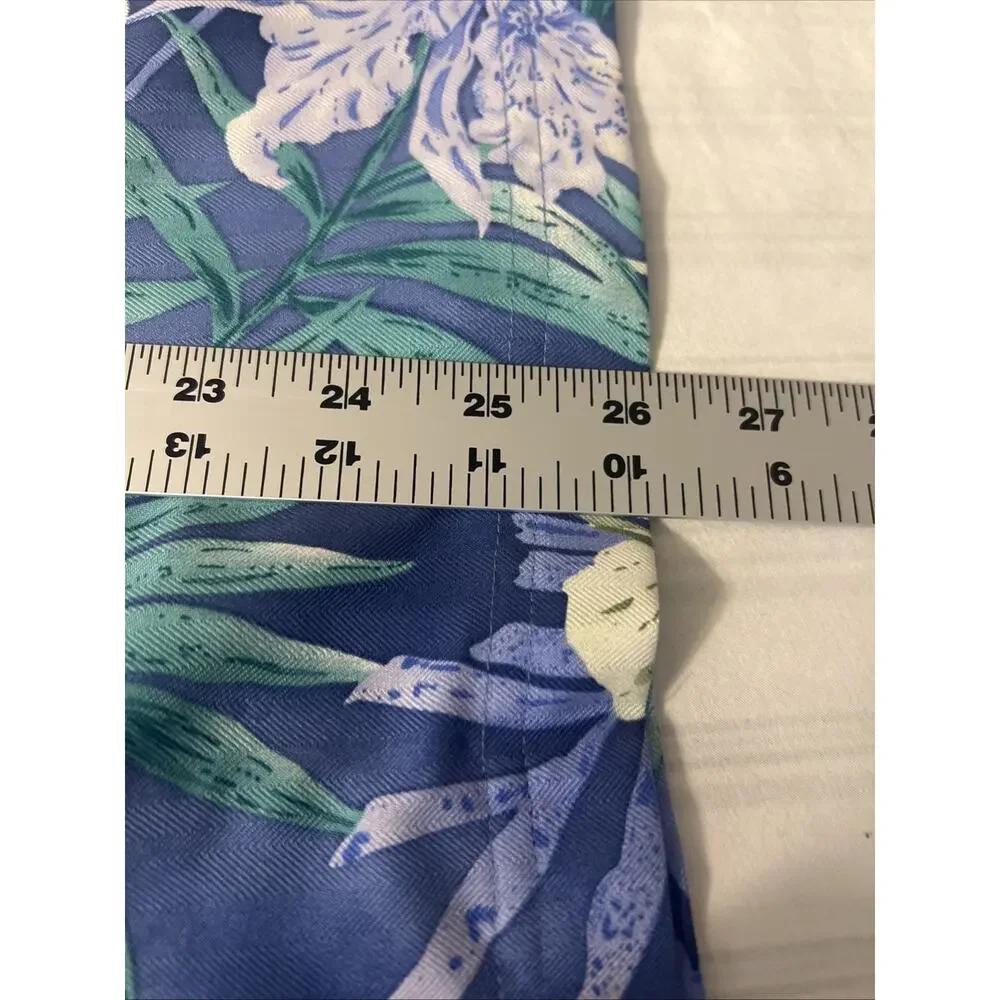 Kriss Kross Womens Floral Tropical Button Up Shirt Size 16 Silk Cruise Resort